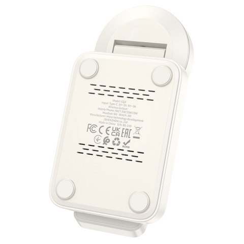 Ładowarka indukcyjna Hoco 3w1 15W zgodna z MagSafe CQ3 biała