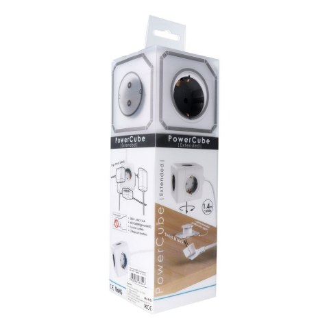 Listwa sieciowa kostka 5 gniazd max 36800W z kablem zasilającym 1,4m E03 biała