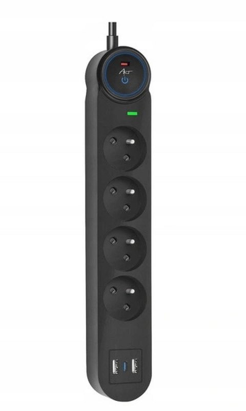 Listwa zasilająca 4 gniazda + 2 x USB A + USB C Art FU810 1,5 m czarna