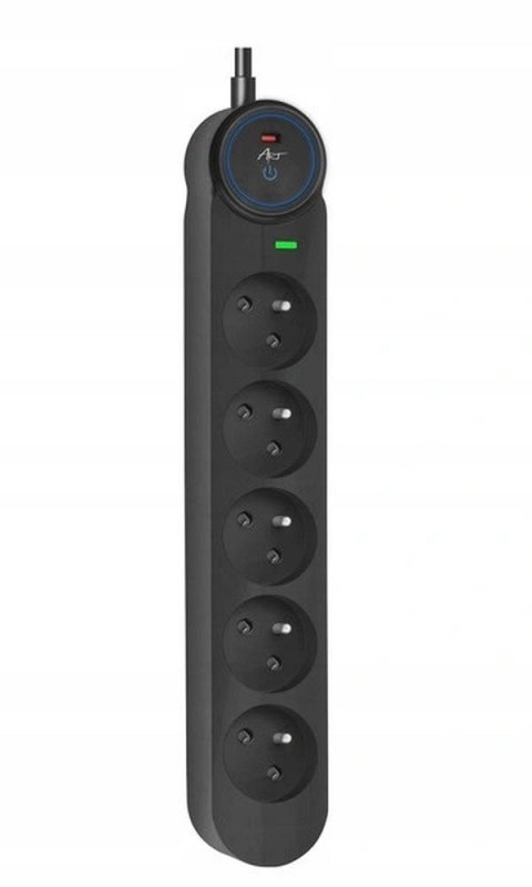 Listwa zasilająca 5 gniazd Art F2100 1,5 m czarna
