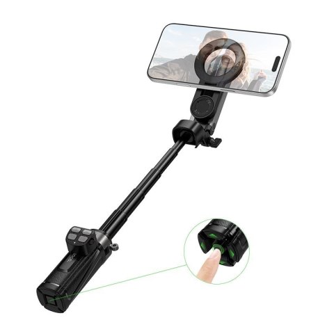 Live stand Hoco z magnetycznym oraz uniwersalnym mocowaniem z pilotem bezprzewodowym K27 PRO czarny