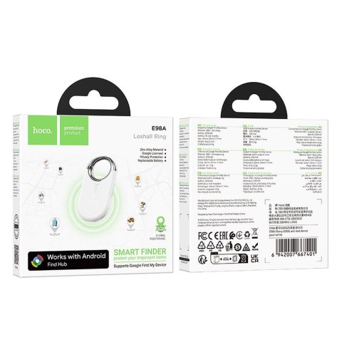 Lokalizator zgodny z Google Find My Device Hoco E98A biały