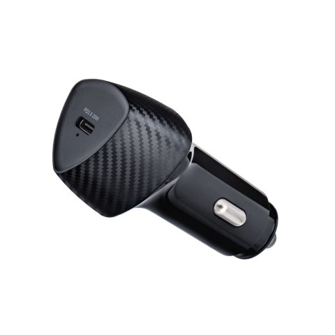 Ładowarka samochodowa Forcell F-Energy Carbon USB C QC3.0 PD 3A 20W + kabel USB C do USB C CC50-1C czarna