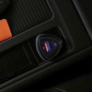 Ładowarka samochodowa Forcell F-Energy Carbon USB C + USB A QC3.0 PD 3A 38W CC50-1A1C czarna