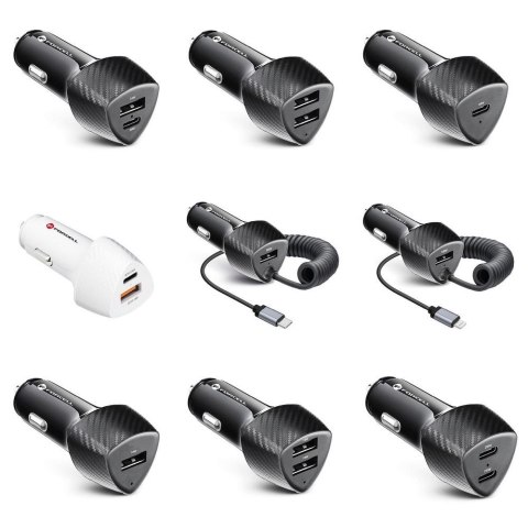 Ładowarka samochodowa Forcell F-Energy Carbon USB C + USB A QC3.0 PD 3A 38W CC50-1A1C czarna