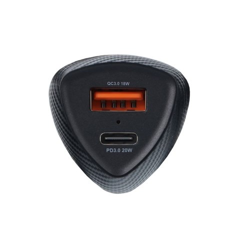 Ładowarka samochodowa Forcell F-Energy Carbon USB C + USB A QC3.0 PD 3A 38W CC50-1A1C czarna