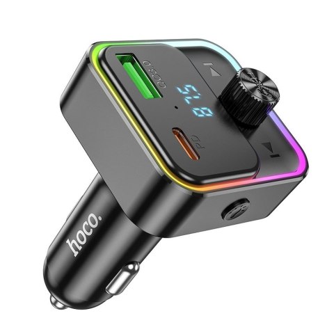 Ładowarka samochodowa Hoco USB A + USB C QC3.0 PD 30W z transmiterem E81 czarny