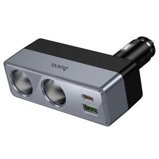 Ładowarka samochodowa Hoco z rozdzielaczem 1xUSB A + 1xUSB C + 2 porty zapalniczki QC3.0 PD max 240W/24V Z65B czarna