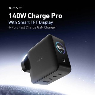 Ładowarka sieciowa X-ONE ChargeGo GaN 65W ze zwijanym kablem USB C i portem typ C - czarna