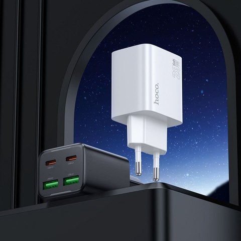 Ładowarka sieciowa do telefonu Hoco 2 x USB C + 2 x USB A QC3.0 PD 3A 20W N55 czarna