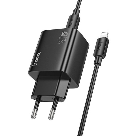 Ładowarka sieciowa do telefonu Hoco 2 x USB C + 2 x USB A QC3.0 PD 3A 20W + kabel USB C do Lightning N55 czarna