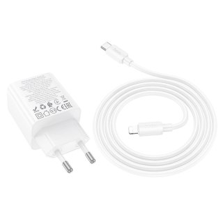 Ładowarka sieciowa do telefonu Hoco 2 x USB C + 2 x USB A QC3.0 PD 3A 30W + kabel USB C do Lightning N56 biała