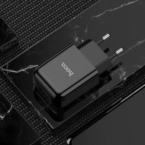 Ładowarka sieciowa do telefonu Hoco USB A 2A 10W + kabel USB A do USB C N2 czarna