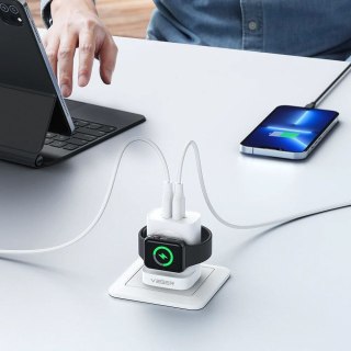 Ładowarka sieciowa do telefonu VEGER USB A + Typ C + ładowarka indukcyjna kompatybilna z Apple Watch PD QC3.0 3A 25W W002E biała