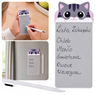 Magnetyczny Notes na Lodówkę Kotek Tabliczka do Pisania Rysik ZA6461