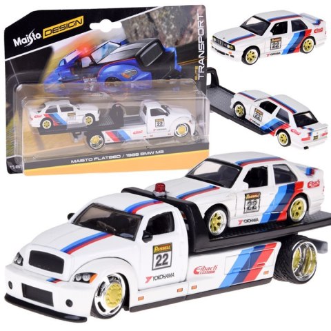 Maisto Licencjonowane Auta Metalowe 1:64 Flatbed i BMW M3 1988 ZA5958