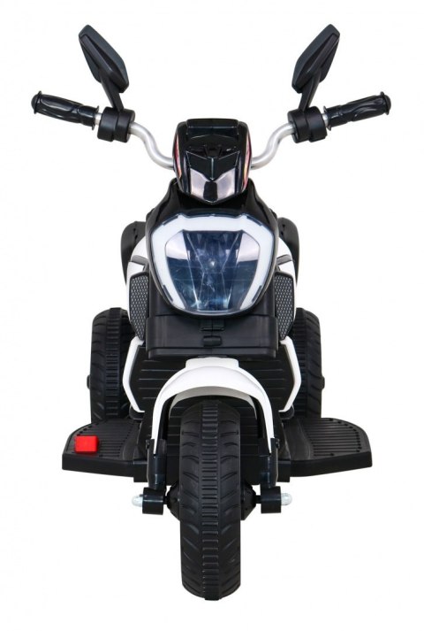 Motorek Fast Tourist na akumulator dla dzieci Biały + Audio + Światła + Ekoskóra