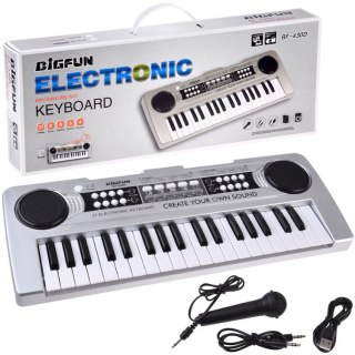 Organy mini KEYBOARD 37-klawiszy + mikrofon SREBRNY IN0183