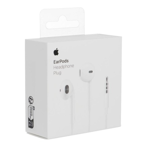 Oryginalne Słuchawki przewodowe douszne Apple A1472 EarPods MNHF2ZM/A 3,5mm blister białe