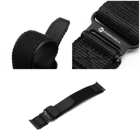 Pasek do Apple Watch Forcell F-Design FA05 rzep nylon 42 / 44 / 45 / 49 mm czarny