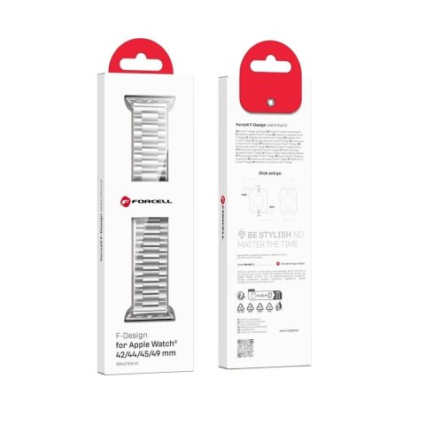 Pasek do Apple Watch Forcell F-Design FA10 zatrzask stal 38 / 40 / 41 mm srebrny