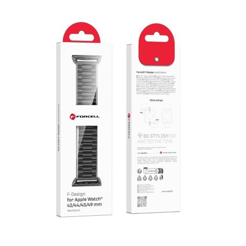 Pasek do Apple Watch Forcell F-Design FA10 zatrzask stal 42 / 44 / 45 / 49 mm czarny