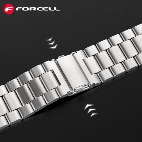 Pasek do Apple Watch Forcell F-Design FA10 zatrzask stal 42 / 44 / 45 / 49 mm srebrny