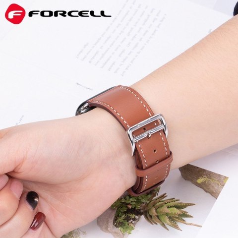 Pasek do Apple Watch Forcell F-Design FA20 dziurki skóra ekologiczna 38 / 40 / 41 mm brązowy