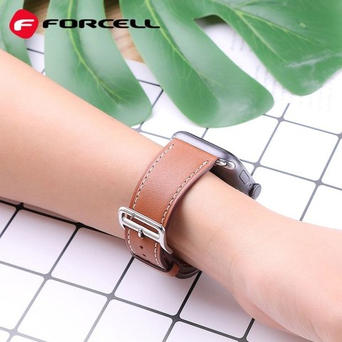 Pasek do Apple Watch Forcell F-Design FA20 dziurki skóra ekologiczna 38 / 40 / 41 mm brązowy