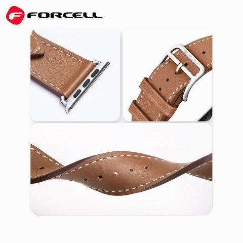Pasek do Apple Watch Forcell F-Design FA20 dziurki skóra ekologiczna 38 / 40 / 41 mm brązowy