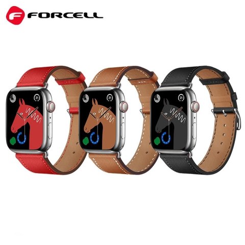 Pasek do Apple Watch Forcell F-Design FA20 dziurki skóra ekologiczna 38 / 40 / 41 mm czarny