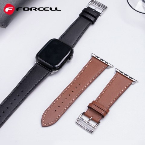 Pasek do Apple Watch Forcell F-Design FA20 dziurki skóra ekologiczna 42 / 44 / 45 / 49 mm czarny