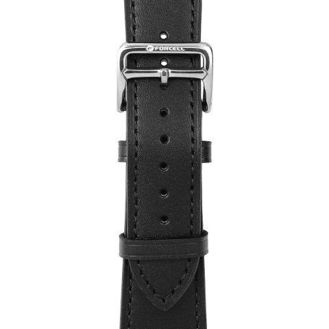 Pasek do Apple Watch Forcell F-Design FA20 dziurki skóra ekologiczna 42 / 44 / 45 / 49 mm czarny