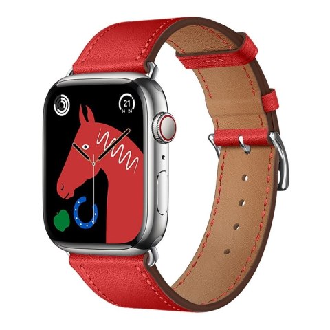 Pasek do Apple Watch Forcell F-Design FA20 dziurki skóra ekologiczna 42 / 44 / 45 / 49 mm czerwony