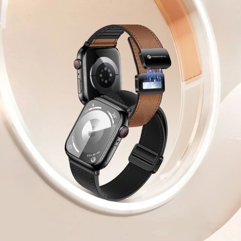 Pasek do Apple Watch Forcell F-Design FA21 magnetyczny skóra ekologiczna 38 / 40 / 41 mm brązowy