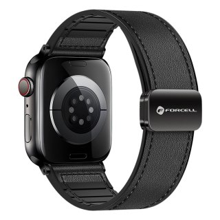 Pasek do Apple Watch Forcell F-Design FA21 magnetyczny skóra ekologiczna 42 / 44 / 45 / 49 mm czarny