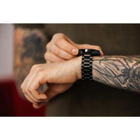 Pasek do Samsung Galaxy Watch Forcell F-Design FS06 zatrzask stal 20 mm czarny
