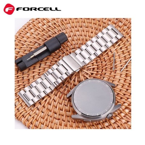 Pasek do Samsung Galaxy Watch Forcell F-Design FS06 zatrzask stal 22 mm srebrny