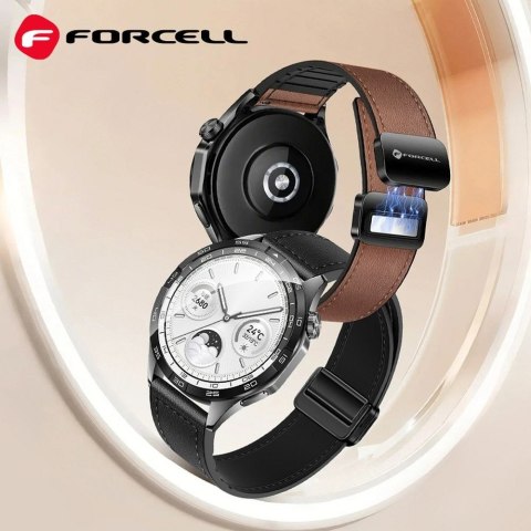 Pasek do Samsung Galaxy Watch Forcell F-Design FS20 magnetyczny skóra ekologiczna 20 mm czarny