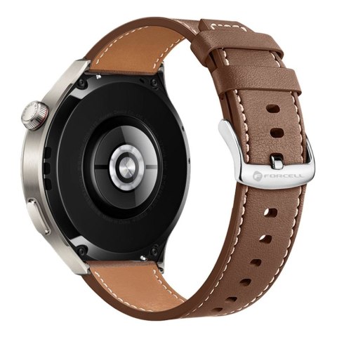 Pasek do Samsung Galaxy Watch Forcell F-Design FS21 dziurki skóra ekologiczna 20 mm brązowy