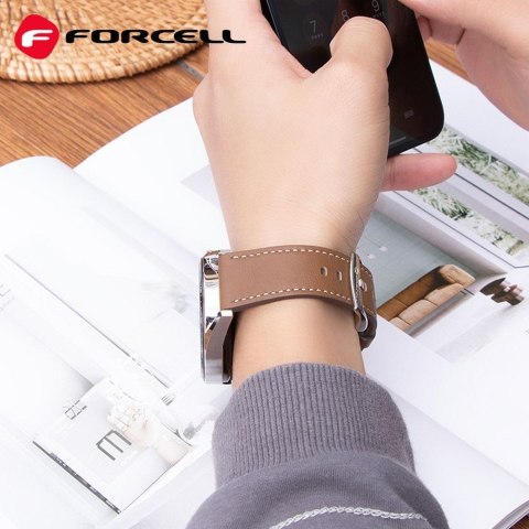 Pasek do Samsung Galaxy Watch Forcell F-Design FS21 dziurki skóra ekologiczna 20 mm brązowy