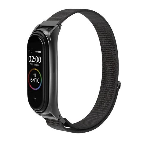 Pasek nylonowy do XIAOMI Mi Band 5 / 6 / 7 czarny (05)