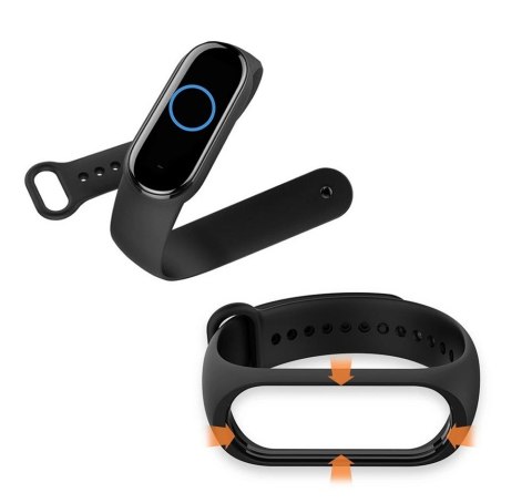 Pasek silikonowy do XIAOMI Mi Band 5 / 6 / 7 czarny (01)