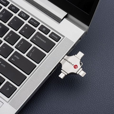 Pendrive 16GB USB 3.2 Gen 1 (USB A / USB C / Lightning / Micro USB) Forcell F-Data Metal Quad srebrny