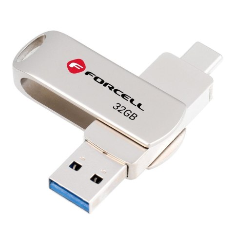 Pendrive 32GB USB 3.2 Gen 1 (USB A / USB C) Forcell F-Data Metal Duo srebrny