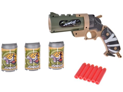 Pistolet na piankowe naboje + puszki zestaw strzelecki dla dzieci ZA5981