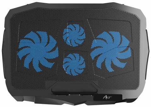 Podstawka chłodząca pod laptop ART P4 2 x USB A LED czarna