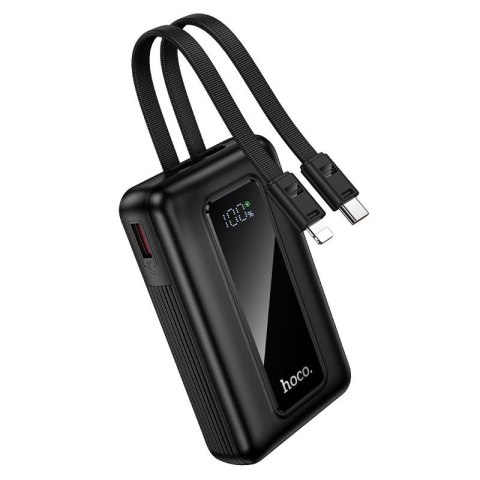 Powerbank 10000 mAh QC PD 22,5W z wbudowanymi kablami USB C + Lightning Hoco J162 czarny