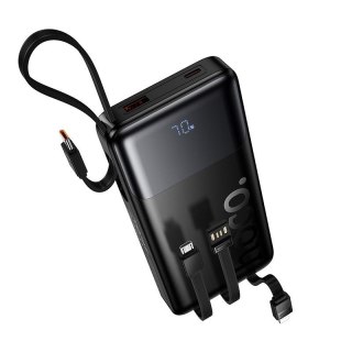 Powerbank 10000 mAh QC PD 2A 22,5W z wbudowanymi kablami USB A + USB C + Lightning + Micro USB Hoco J156 czarny