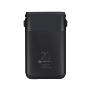 Powerbank Forcell F-Energy Multicharge F10K6 QC PD3.0 3A 22,5W 10000 mAh z wbudowanymi kablami USB C i Lightning czarny